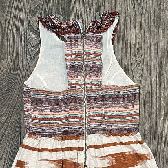 Lucky Brand Dress Empire Waist Aztec Pattern Sleeveless Racerback Cream XS - Picture 5 of 10